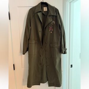 Free People Army Green Trench Coat